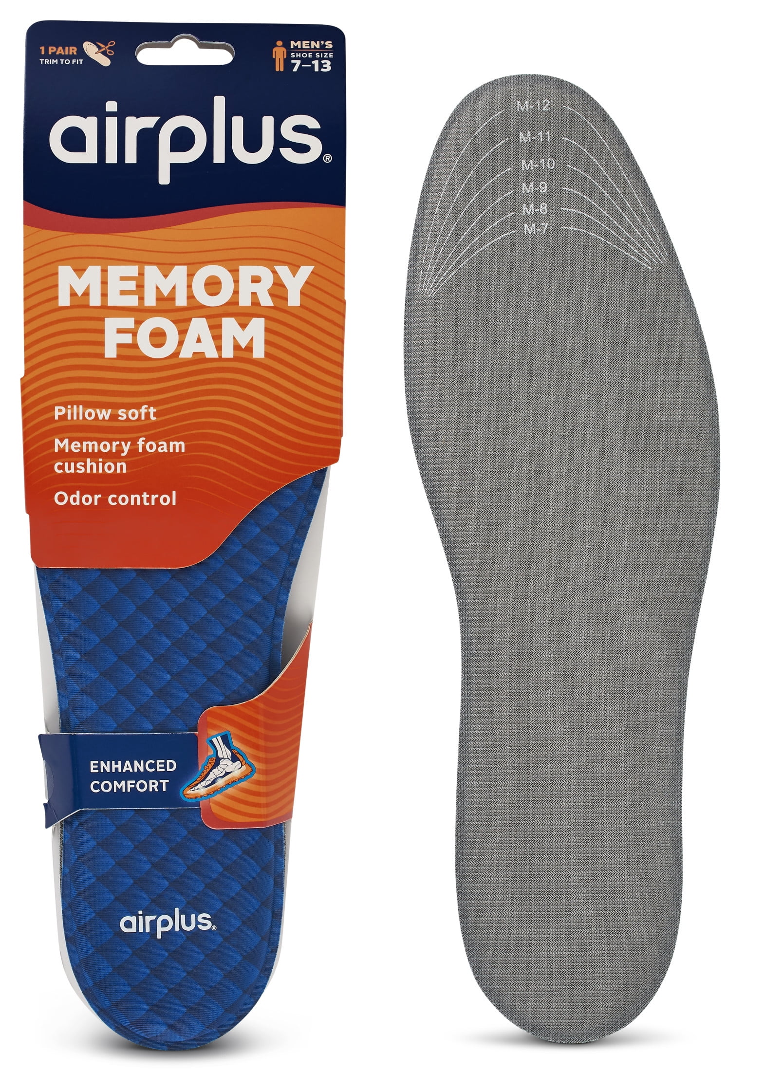 Airplus Memory Foam Plus Comfort Insoles for Men, Full-Length