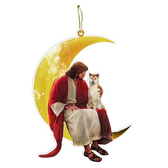 Vikakiooze Home Decor Clearance Christmas Animals Sitting On The Moon Pendant,Christmas Outdoor Decorations Wood Christmas Ornaments Window Wall Hanging Ornament Living Room Decoration Home 3
