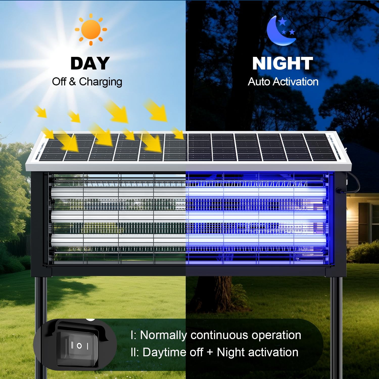 Solar Zapper Outdoor  30w Large Mosquito Electric Killer Waterproof & Portable Fly Rechargeable Flying Insect For Patio Yard Garden Home Camping Black