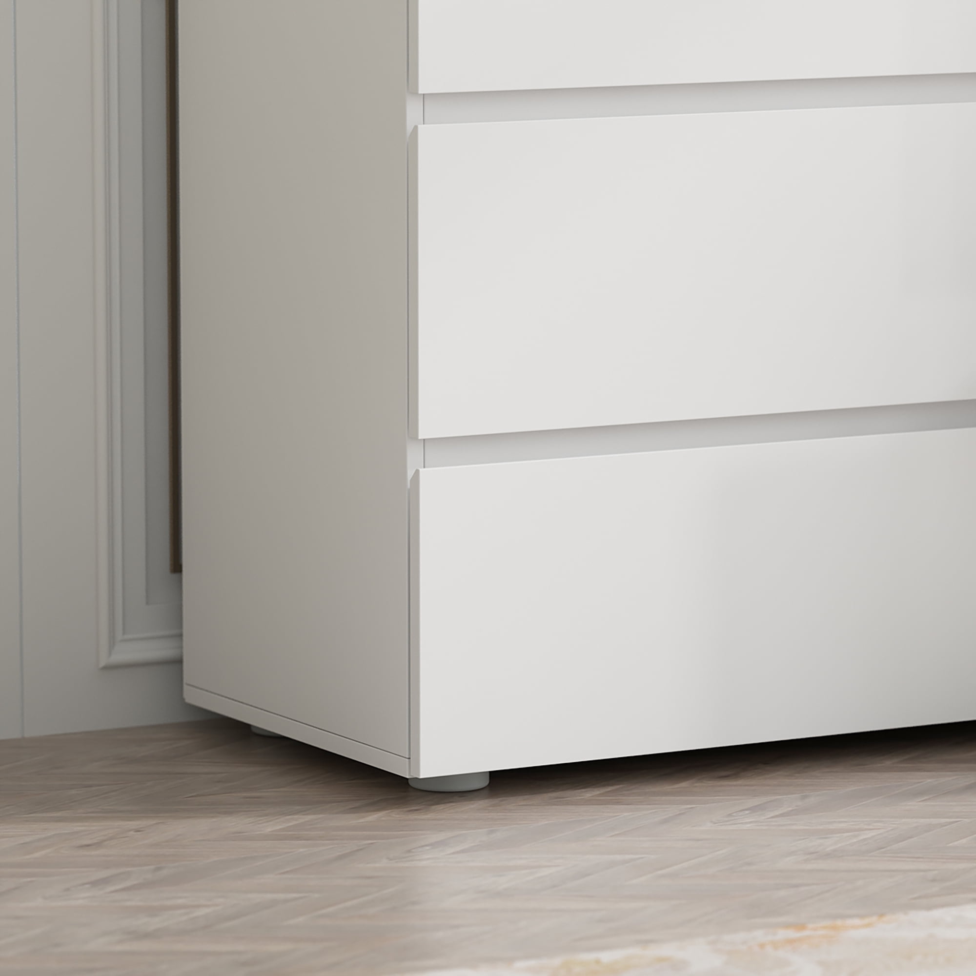 MONSLIPA 6 Drawer Dresser for Bedroom, Storage Organizer Chest of Drawers for Living Room Hallway Entryway, White