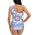 thumbnail image 5 of Easygdp Round Snow Merry Christmas Women's One Shoulder Ruffle Monokini Bathing Suits with Removable Chest Pad, Quick Drying - XX-Large, 5 of 8