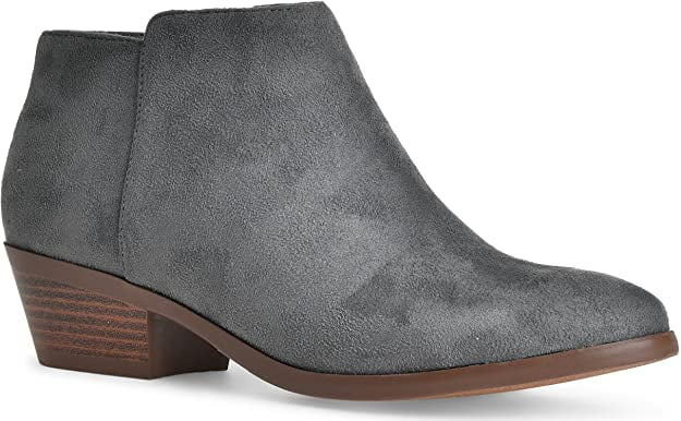 grey ankle boots low heel