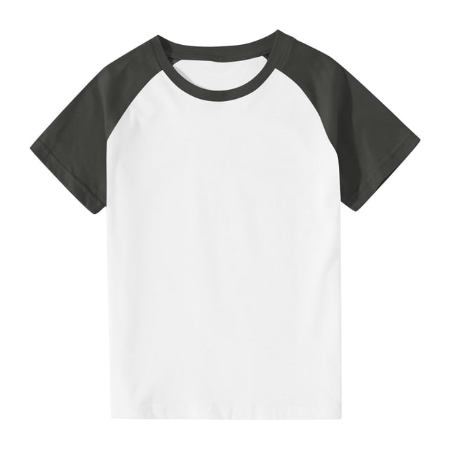 T-Shirts pour Filles, Manches Courtes Raglan Décontractées, Col Rond, Blocs de Couleur, T-Shirts d'Été 3-14 Ans, 50 % Économies d'Été