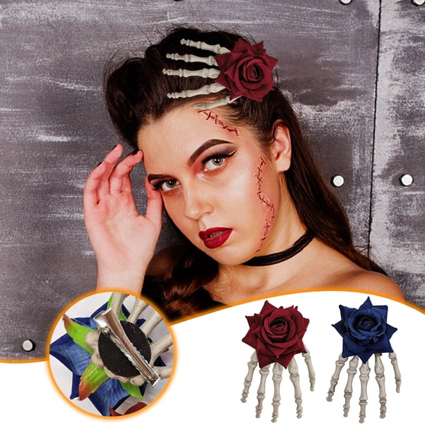 Broche de Cabeza de Rosa de Estilo Punk Oscuro de Tamaño Mediano