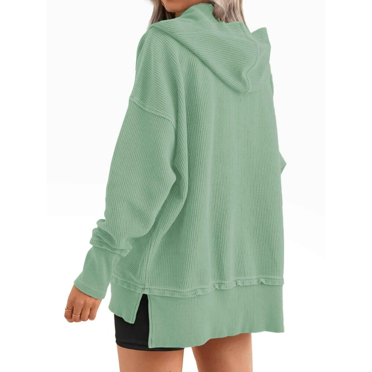 Fantaslook Button Up Hoodie for Women Oversized V Neck