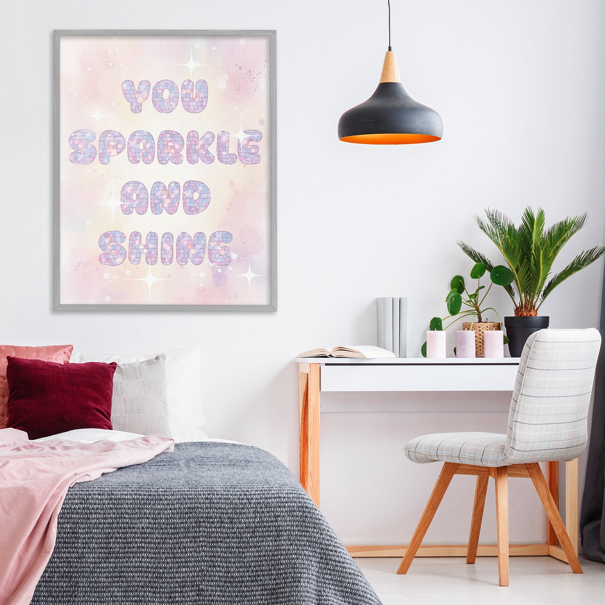 Stupell Industries You Sparkle And Shine Pastels Gray Framed Giclee Art, design by Lil' Rue