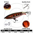 thumbnail image 3 of HKUKY Topwater Fishing Lure Rotating Tail 3D Eyes Sharp Treble Hooks Hard Plastic Body Pencil Popper Surface Splash Action for Fishing Freshwater Lakes Brown, 3 of 3