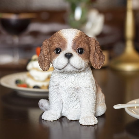 SOREAL Brown King Charles Decorative Puppy Figurine for Home & Garden Décor, Handpainted Polyresin Dog Statue, Realistic Design | Gift for Dog Lovers | Weather-Resistant Indoor/Outdoor Decor