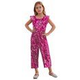 thumbnail image 1 of vastwit Combinaison de Fête à Paillettes pour Enfants Costume de Danse de Concours Pantalon Long de Fête Formel Rouge-Violet 12, 1 of 5