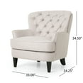thumbnail image 3 of GDF Studio Jaxen Contemporary Fabric Tufted Club Chair and Ottoman Set, Wheat and Dark Brown, 3 of 12
