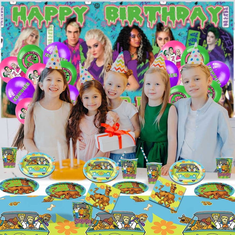Scooby doo Party Tableware Set Plates Cup Kit Birthday Supplies Decorations Disposable Dinnerware