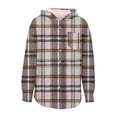 thumbnail image 4 of Women's Plaid Shacket Jacket Long Sleeve Boyfriend Sweatshirt Blouses Button Down Hooded Jackets, 4 of 6