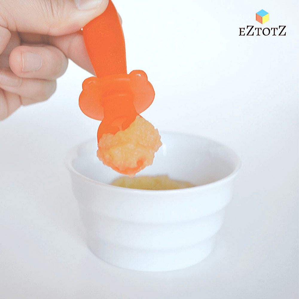 eZtotZ Little Dippers First Starter Spoon Made in USA 100/% Silicone Teether and Learning Spoon Orange