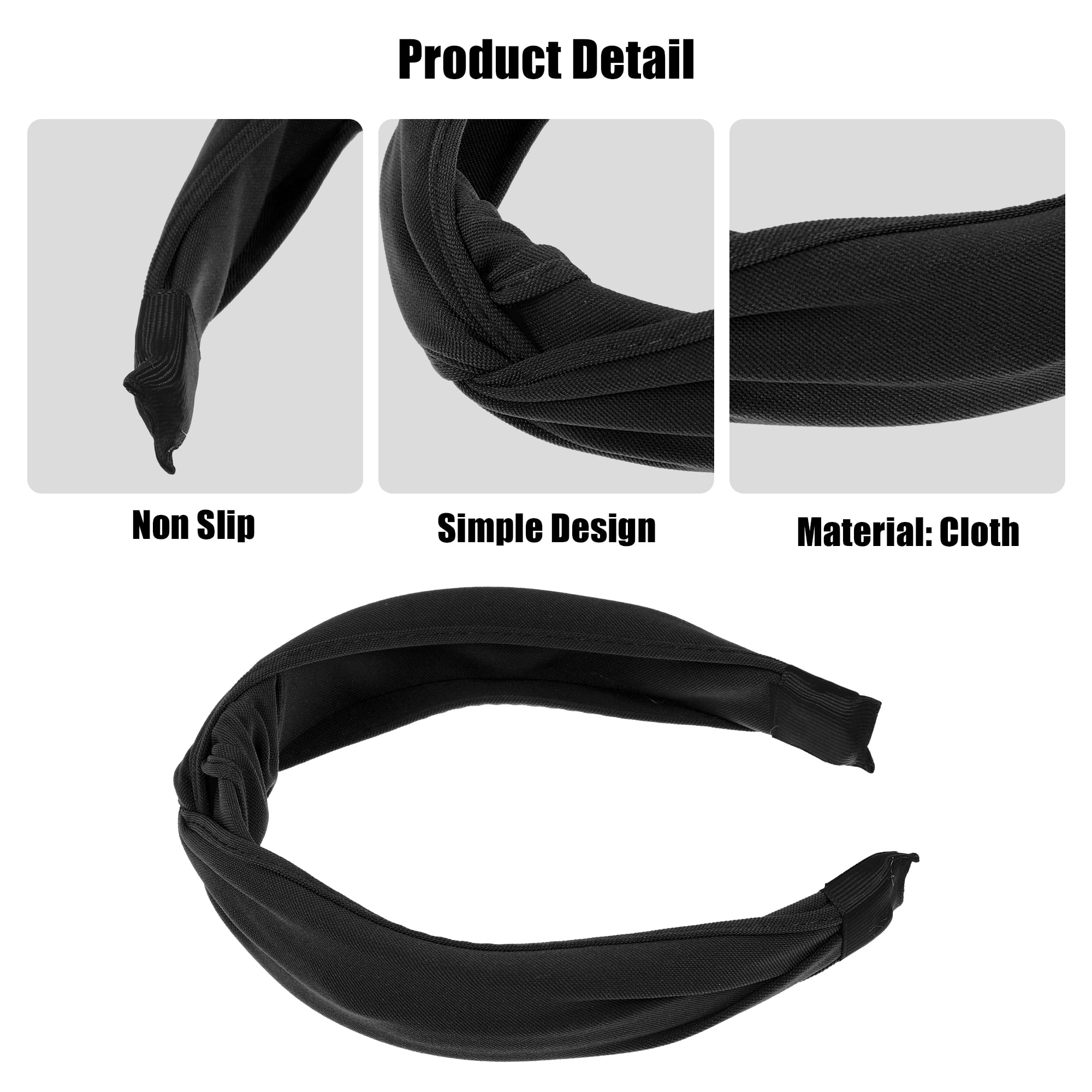 Unique Bargains Satin Knotted Headband Hairband for Women 1.2 Inch Wide Black