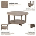 thumbnail image 6 of COZAYH Round Wood Coffee Tables with Storage, Rustic Farmhouse Coffee Table with Distressed Wood Top, Large Circle Table for Living Room, Natural Wood Color, 32Dx32Wx19.5H in, 6 of 8