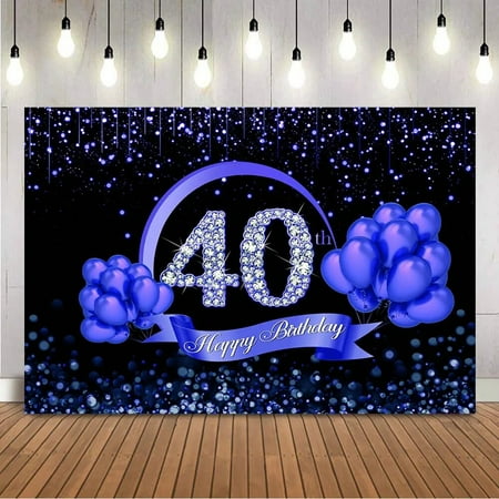 Image of 40th Birthday Backdrop Purple Balloons for Women Party Decoration Supplies Glitter Bokeh Dots Photocall forty Birthday