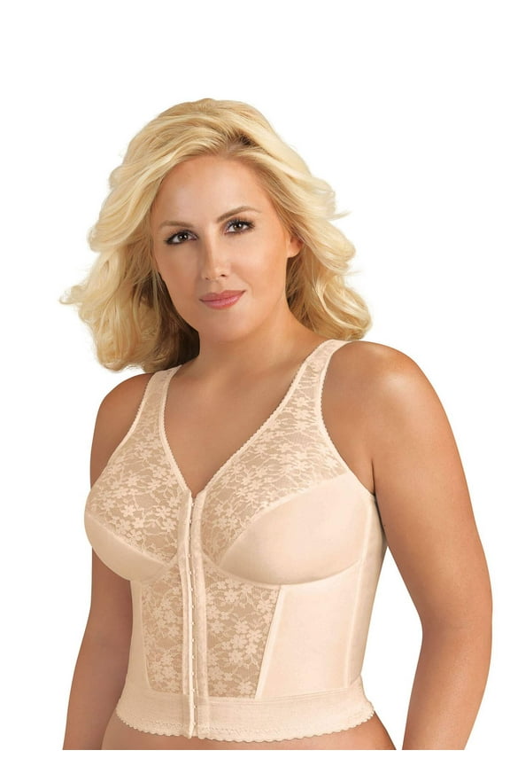 5107565 Fully Slimming Wireless Back Posture Support Longline Bra with Front Closure Lace