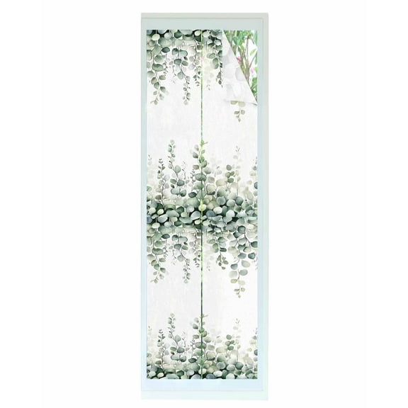 Window Privacy Film Eucalyptus Leaves Stained Glass Window Film Decorative Sun Block Window Cover Watercolor Spring Green Vines Plants Window Clings Static Adhesive Sticker for Bathroom 29.5"x118"
