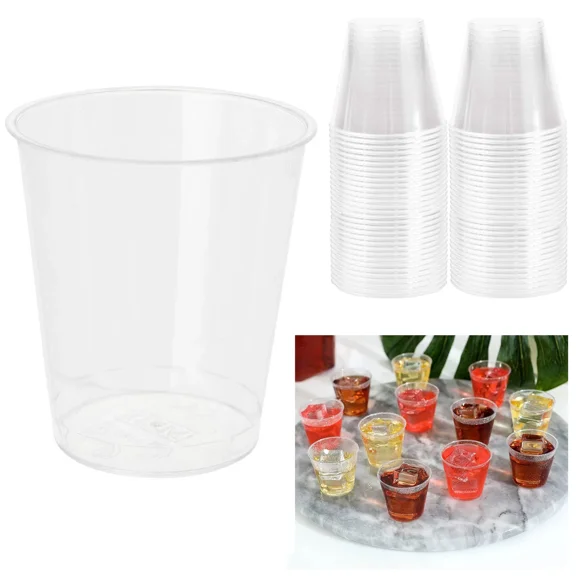 50 Ct Clear Disposable Shot Glasses Hard Plastic Cups Drinkware Party Bar 1.5Oz