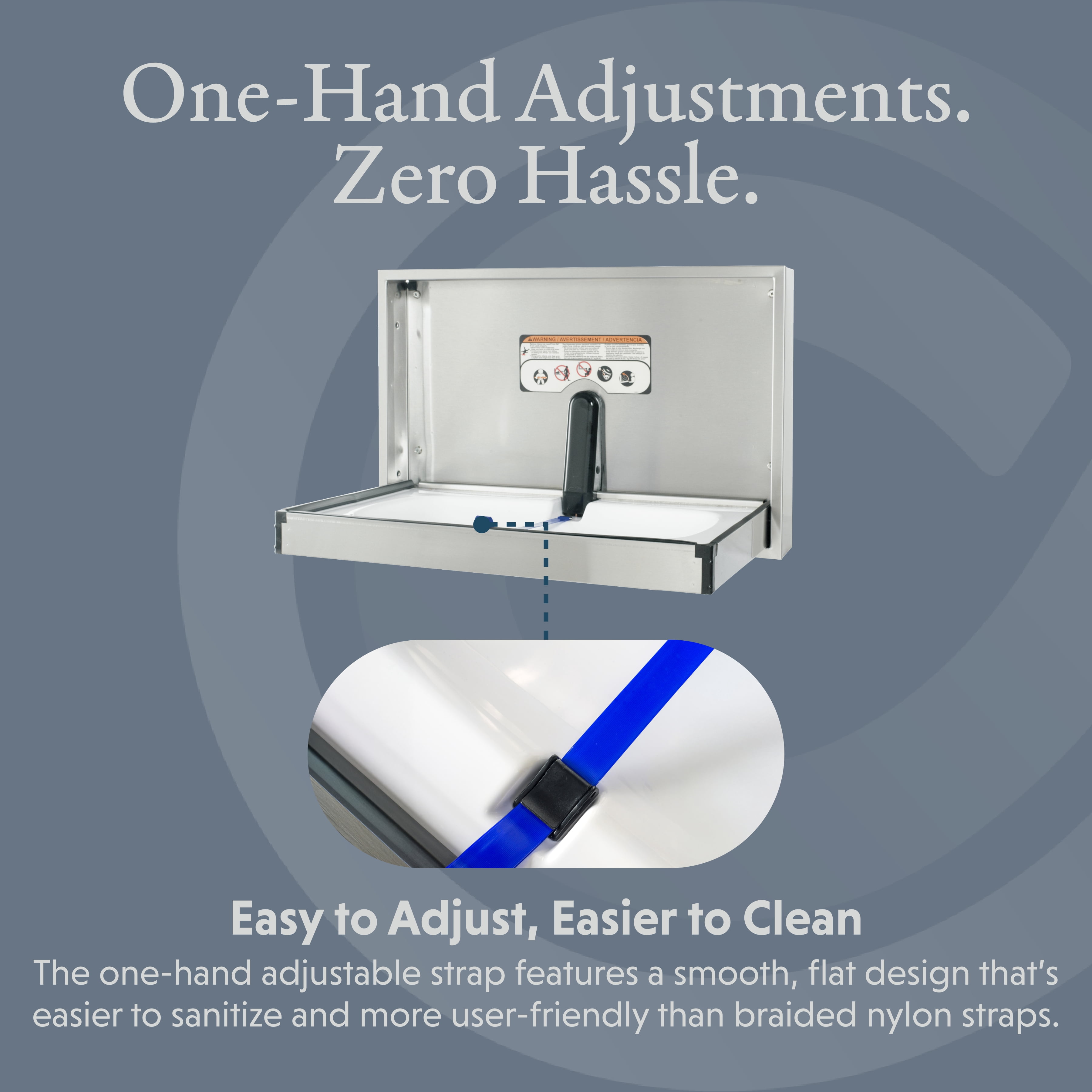 Foundations Premier Horizontal Baby Changing Station, Wall-Mount, 100SS-SM, Stainless Steel