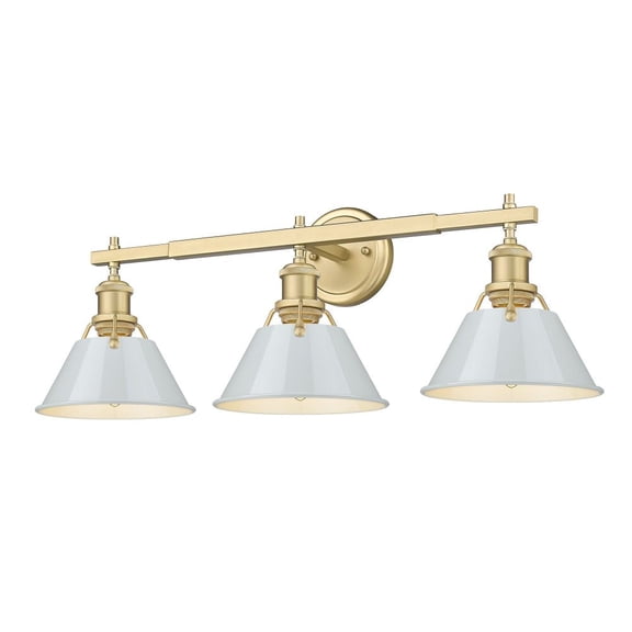 Orwell 3-Light Vanity Light in Brushed Champagne Bronze with Dusky Blue