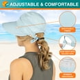 thumbnail image 6 of SUN CUBE Women Sun Hat for Outdoor UV Protection, Wide Brim Sun Hat Ponytail, Convertible Zip-Off Beach Hat Visor for Golf Gardening Pool Travel, Foldable Summer UPF50+ Visor Hat, Light Blue, 6 of 9