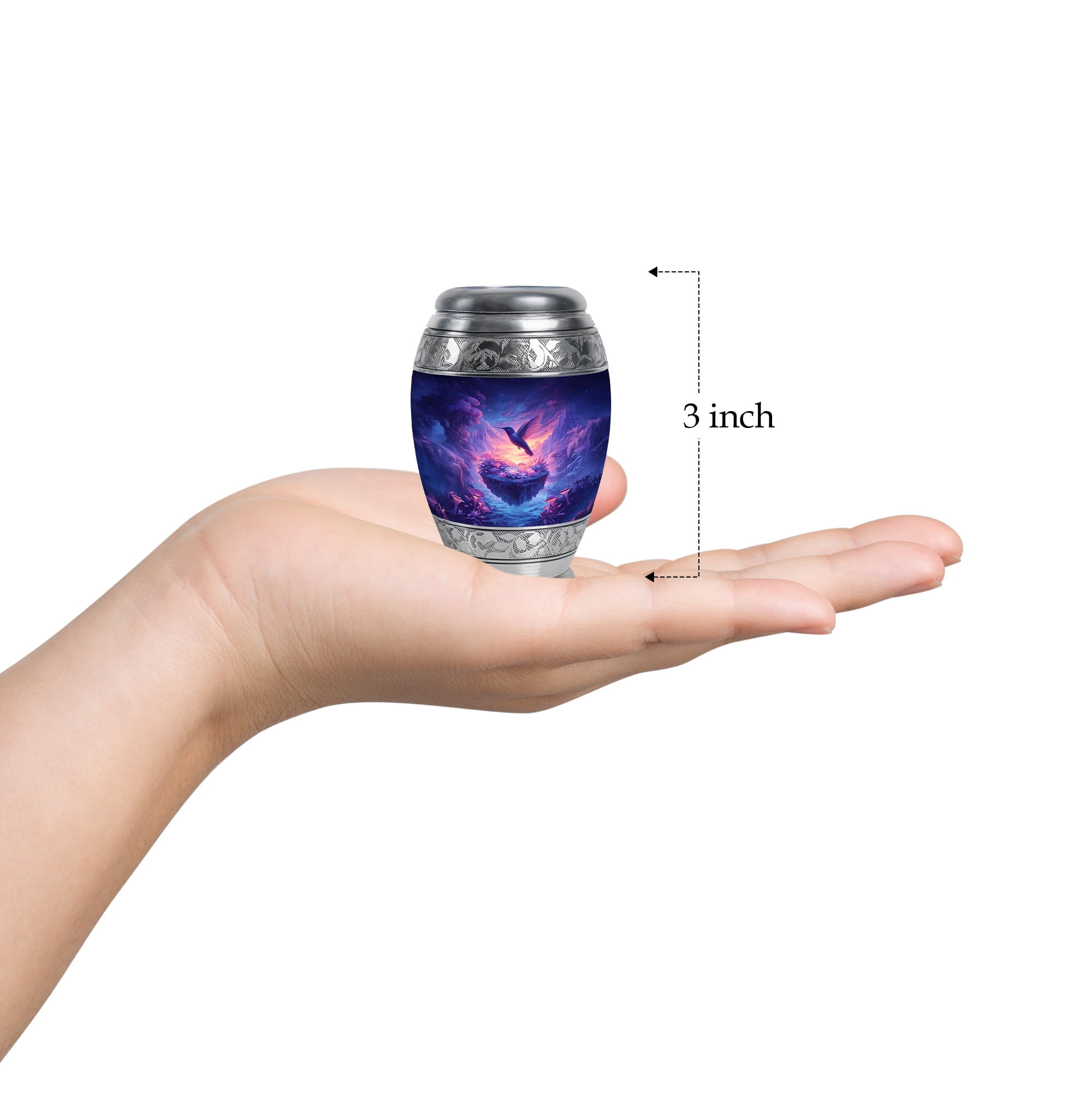 Humming Bird Funeral Urns For Adult For Man, Flowers Keepsake Memorial Urn For Human Ashes Adult Male, Pink Cremation Urns For Human Ashes, Purple Urn For Cremated Remains 3 Inch