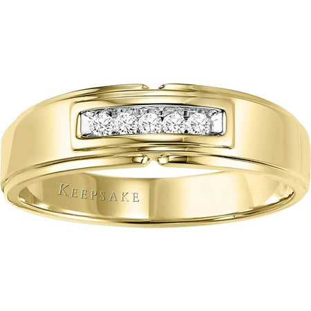 Keepsake Men's Brave Diamond-Accent 10kt Yellow Gold Wedding Band