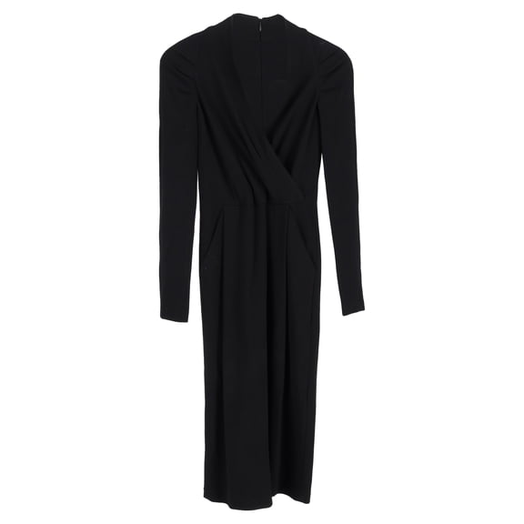 Pre-Owned Armani Collezioni Long Sleeve Midi Dress in Black Polyester
