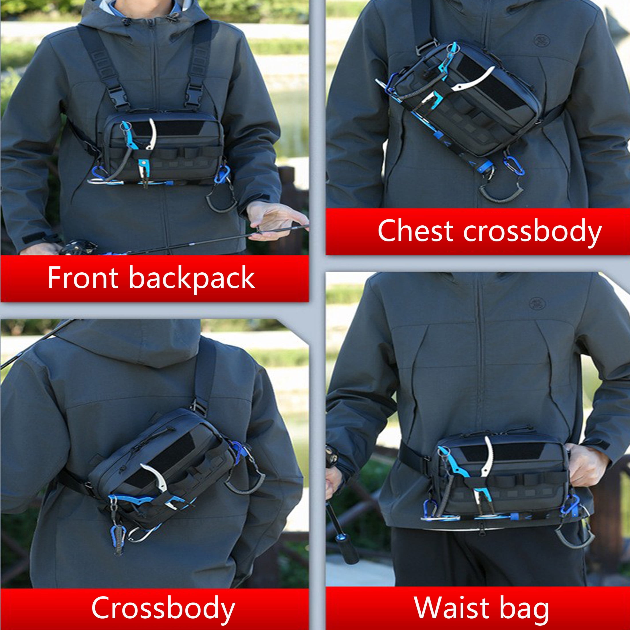 New Fishing Chest Bag, Multifunctional Camouflage Fishing and Cycling Crossbody Bag, Outdoor Sports Vest Waist Bag with Molle System