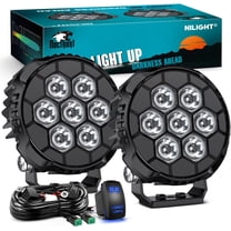 Nilight LED Pod Light 2 PCS 4.1 Inch 35 W 7 LED Round Hyper Spot Beam Offroad Driving Lights w/16 AWG Rocker Switch Wiring Harness Kit for Truck Motorbike Boat ATV UTV