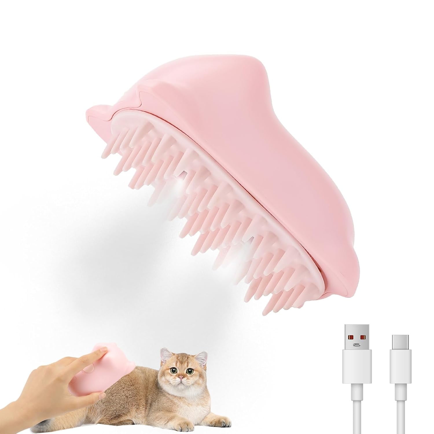steam hairbrush for dogs and cats,3-in-1 steam brush cat spray massage comb cat comb,grooming brush pet hair removal comb for cat and dog ，2 spray opening