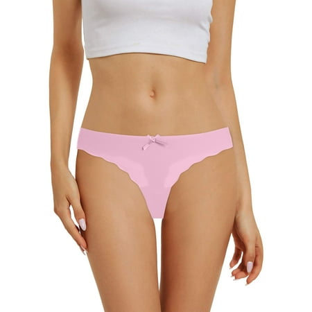 MZXELPRJD Womens Underwear Womens Thong Seamless Panties Ice Silk Breathable Thong Panties High Waisted Underwear for Women Pink S