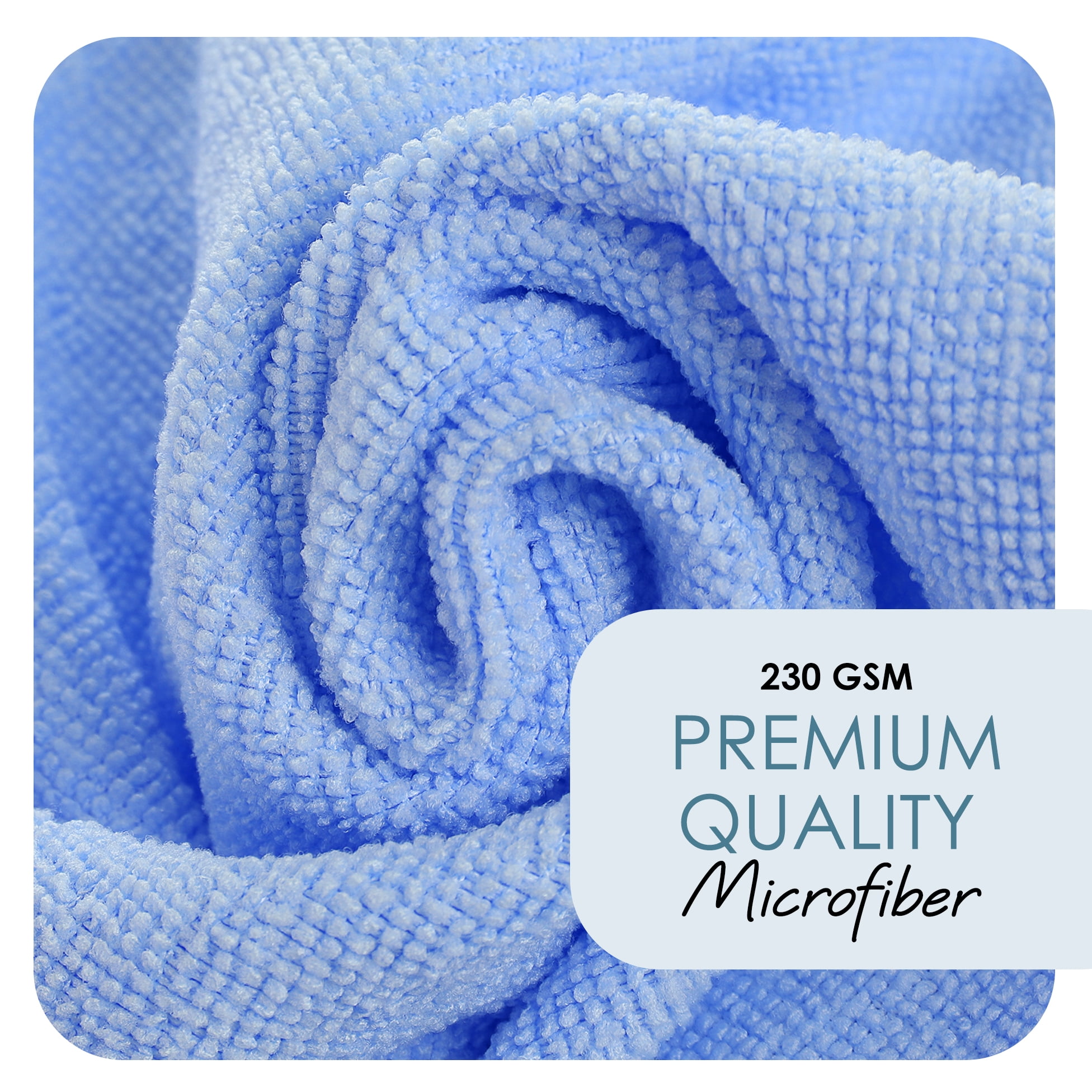 LammaLoe Microfiber Cleaning Cloths, Super Absorbent Cleaning Rags & Car Towels Lint Free, 12x12 Multi-Purpose, 48 Pack, Blue