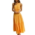 thumbnail image 2 of Ketyyh-chn99 Robes pour Femmes Grande Taille Robe d'Été Robe Extensible Robe Droite Unie pour Vacances Robe à Enfiler Robe de Plage Jaune, TG, 2 of 3