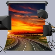 MOHome 5x7ft Highway Under Colorful Clouds Photography Backdrop Props Sunset Scene Photo Background Room Mural