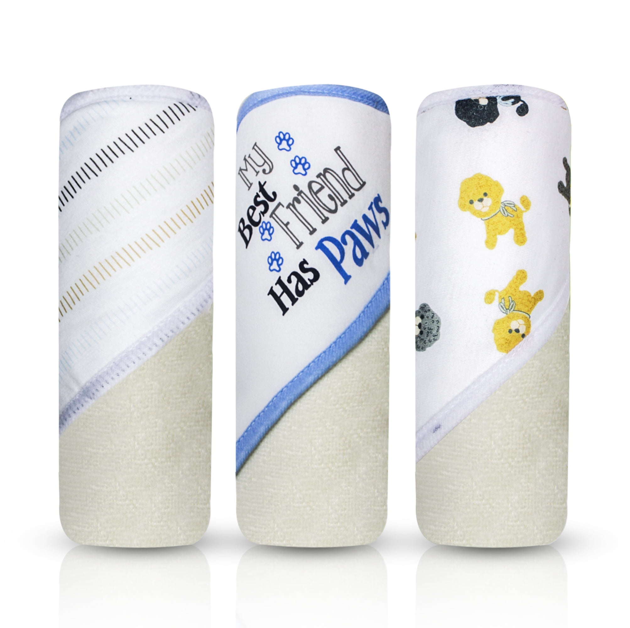 Modern Baby Hooded Baby Towels 3 Pack Set of Infant Girl Baby Bath Towels