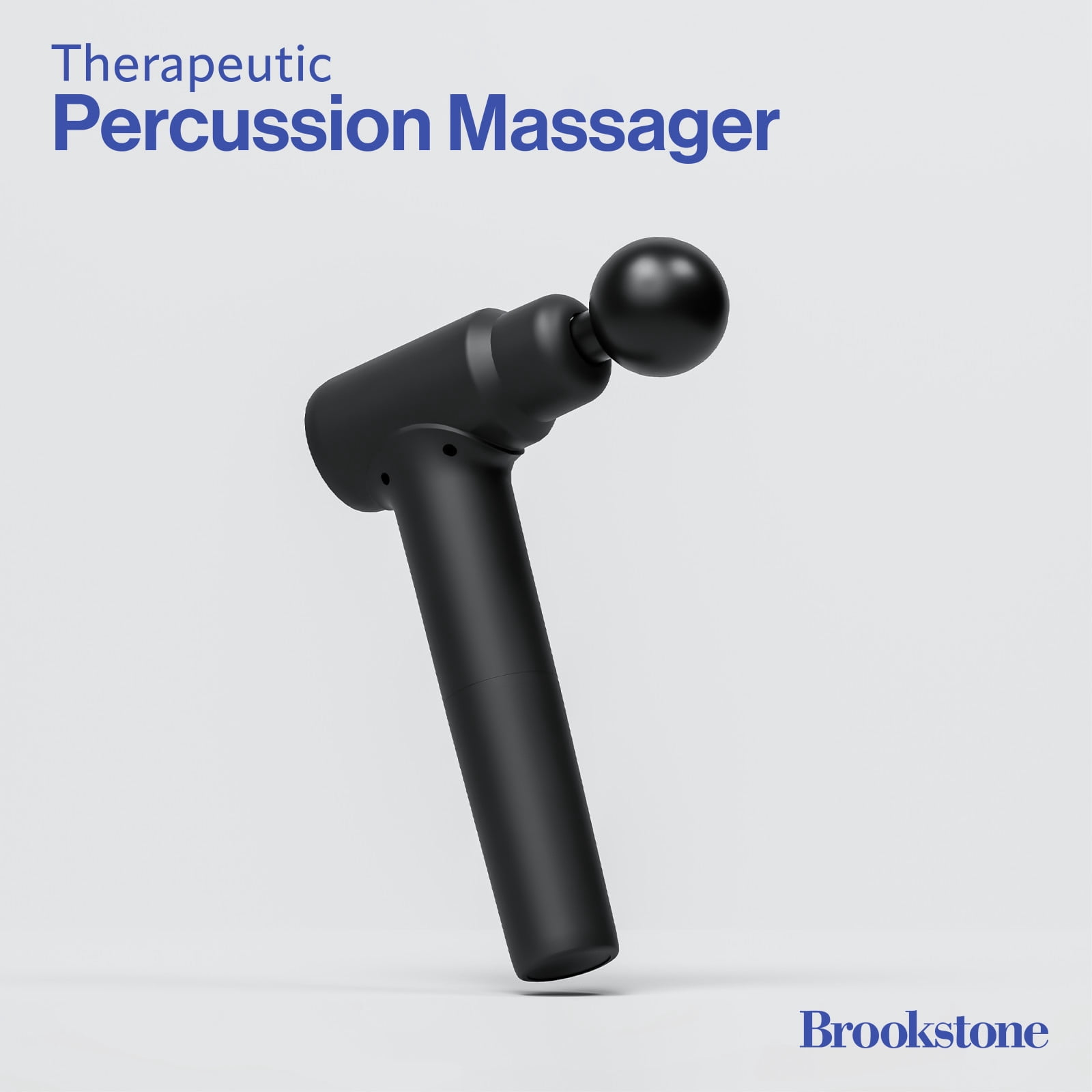Brookstone Deep Tissue Massage Gun for Pain Relief & Muscle Recovery – 9-Speed Handheld Percussion Massager, 4 Heads, Type-C Rechargeable, Quiet, 3200 RPM, Shockproof Design