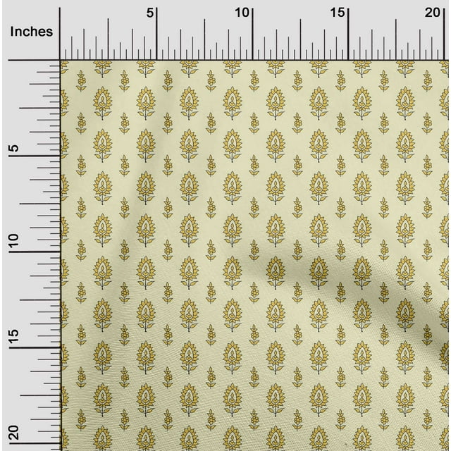 oneOone Cotton Silk Fabric Leaves & Floral Block Fabric Prints By Yard 42 Inch Wide