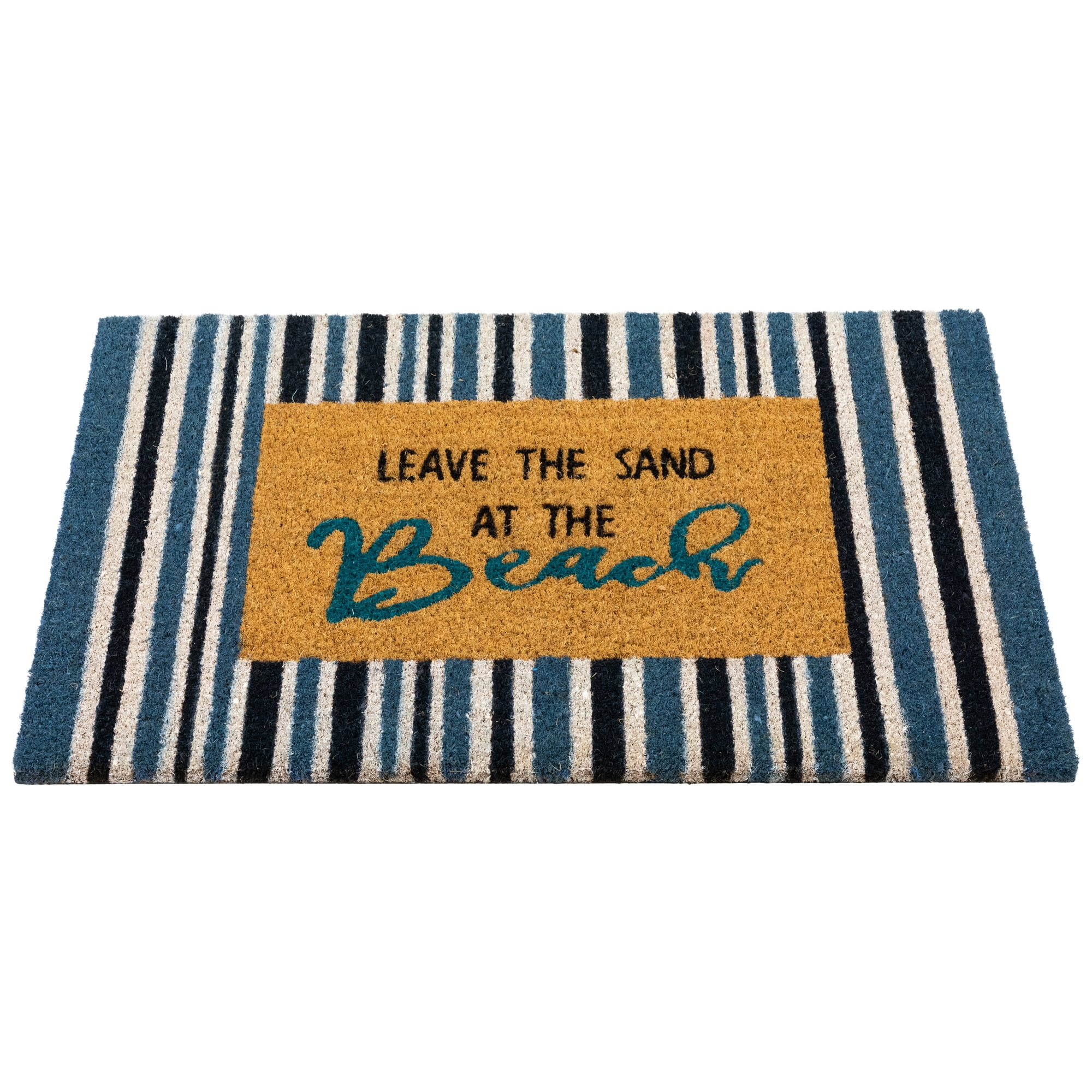 Northlight Natural Coir Leave the Sand at the Beach Striped Outdoor Doormat - 18" x 30"