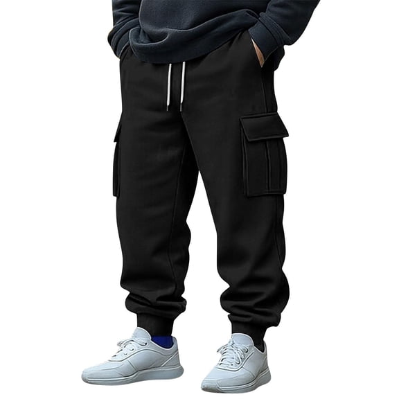 JAJAHO Cargo Pants Mens Joggers Utility Multiple Pockets Drawstring Waist Comfortable Daily Wear Trousers Climbing Fishing Ankle-Tied Classic Trousers