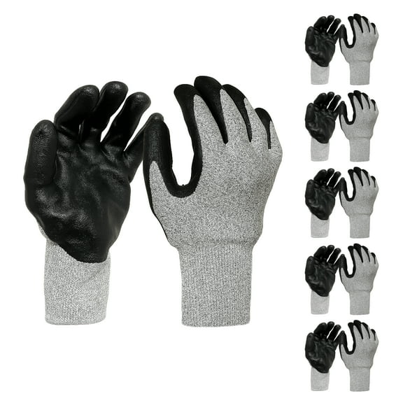 Grey Glass Fiber Glove - Black NBR Foam Palm coated XL, 5 pairs