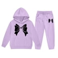 thumbnail image 2 of Angala 2 Piece Outfits For Girls Hooded Long Sleeve Bowknot Print Sweatshirt With Jogger Pants Set Girls Autumn Daily Wear Clothes, 2 of 3