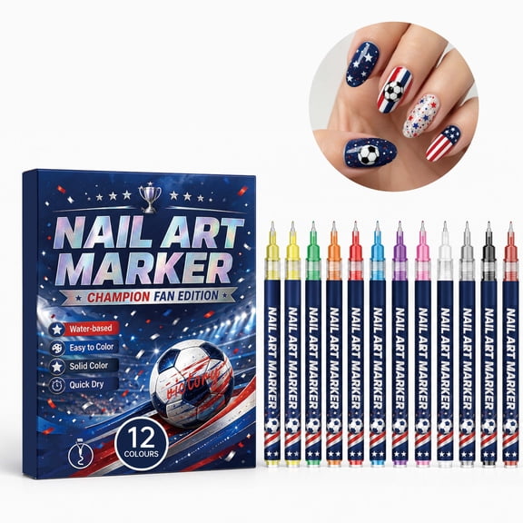12 Colors Nail Art Pens Set, Waterproof Nail Painting Pens with Fine Tip Brush, Nail Drawing Polish for DIY Nail Design, Lines, Dots and Patterns