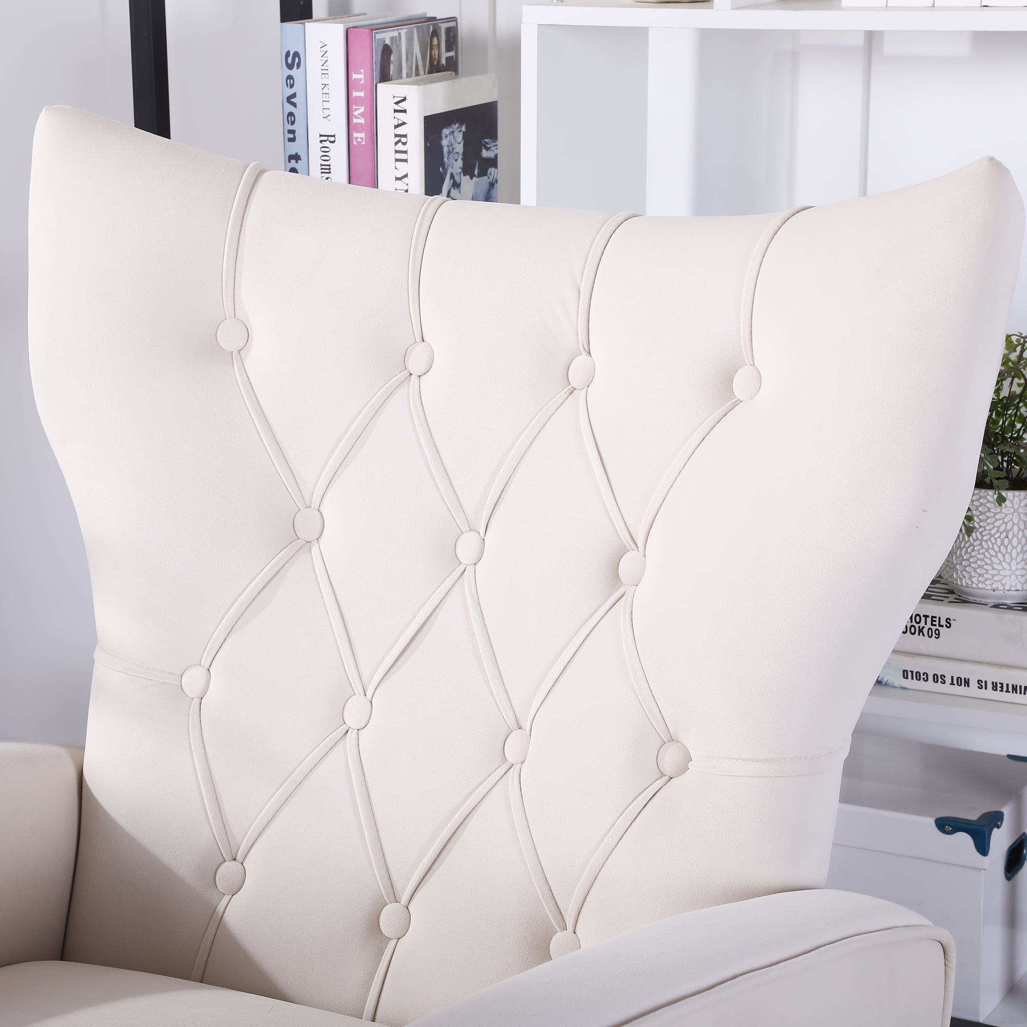 Kadyn Rocking Chair Nursery Armchair with High Back for Baby Room, Beige Kadyn Rocking Chair Nursery Armchair with High Back for Baby Room, Beige