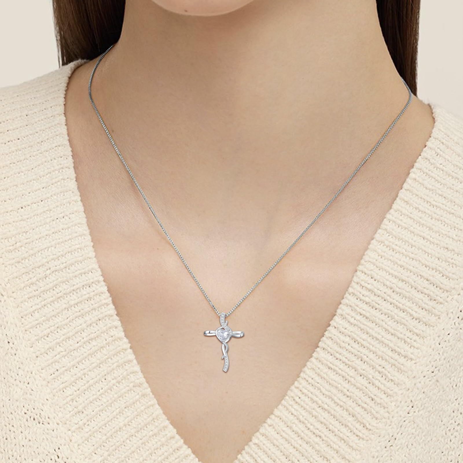 Coachuhhar Infinity Cross Necklace for Women 925 Sterling Silver Religious Cross Pendant Necklaces Faith Jewelry Christmas Gifts for Mom Wife Her Birthday