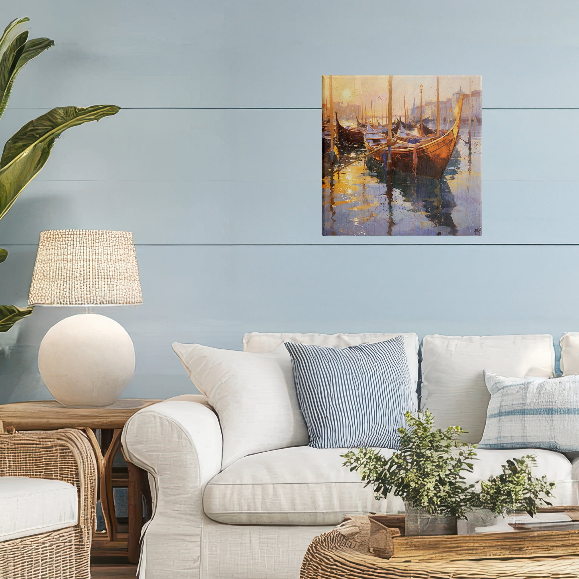 Stupell Industries Venetian Gondolas in Golden Light Canvas Wall Art, design by Marta Wiley