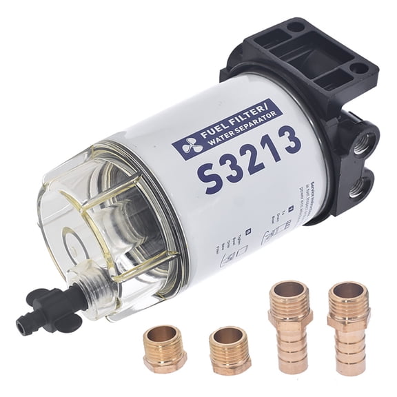 S3213 Marine Fuel Water Separator with Clear Bowl, Replaces for Mercury 35-60494-1 35-809097 18-7932-1 18-17928