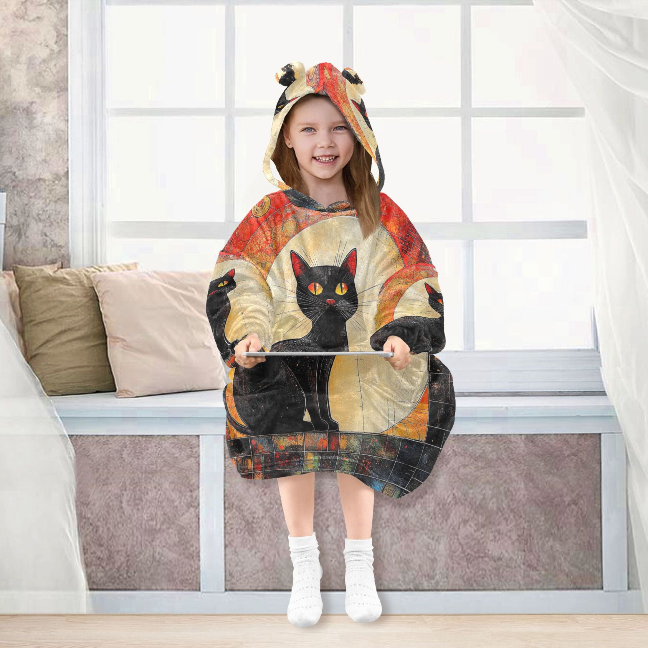 YAZAOO Kids Wearable Blanket Hoodie Warm and Cozy Ethereal Midnight Guardian Flannel Sweatshirt