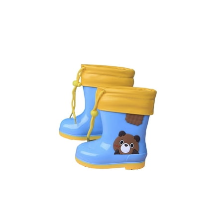 

Lacyhop Unisex Kids Rainboot Non Slip Rain Boots Lightweight Garden Shoes Outdoor Comfort Mid Calf Boot Pull On Waterproof Blue with Plush Lined 8C